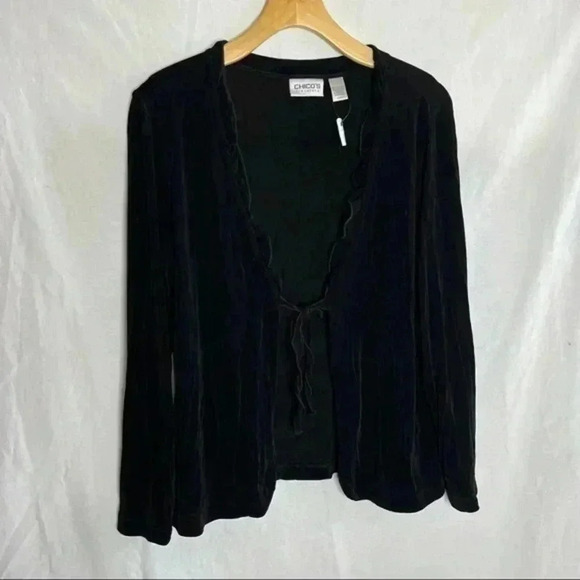 Chicos black cardigan Longsleeve black sheer - Picture 1 of 6